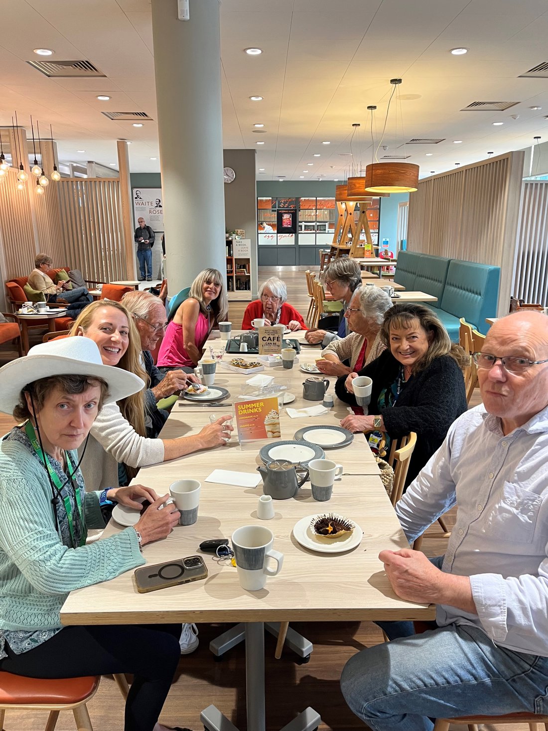 Enjoying refreshments after a session